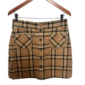 Torrid 00 Brown Plaid Mini Skirt Stretch M